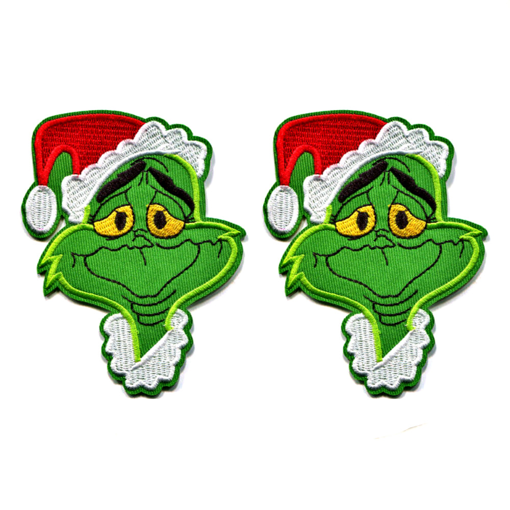 2 The Grinch Who stole Christmas Iron-on Embroidered Patches Size 3&Prime; x 4&Prime; each
