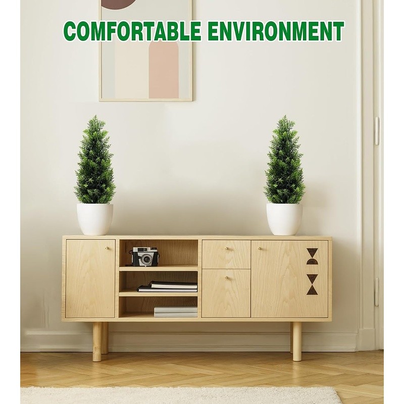Set of 2 Realistic Cedar Trees Indoor Decoration Bendable Branches Easy Care New