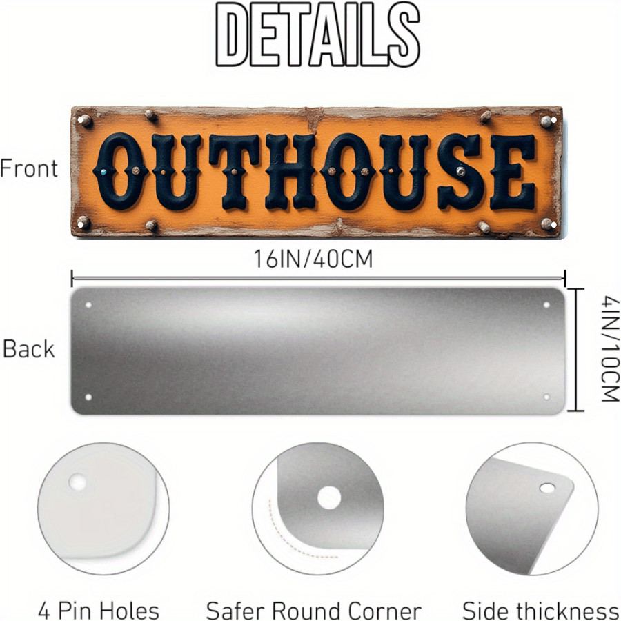 Vintage OUTHOUSE Metal Sign Rustic Farmhouse Wall Decor for Country Cabin Garage