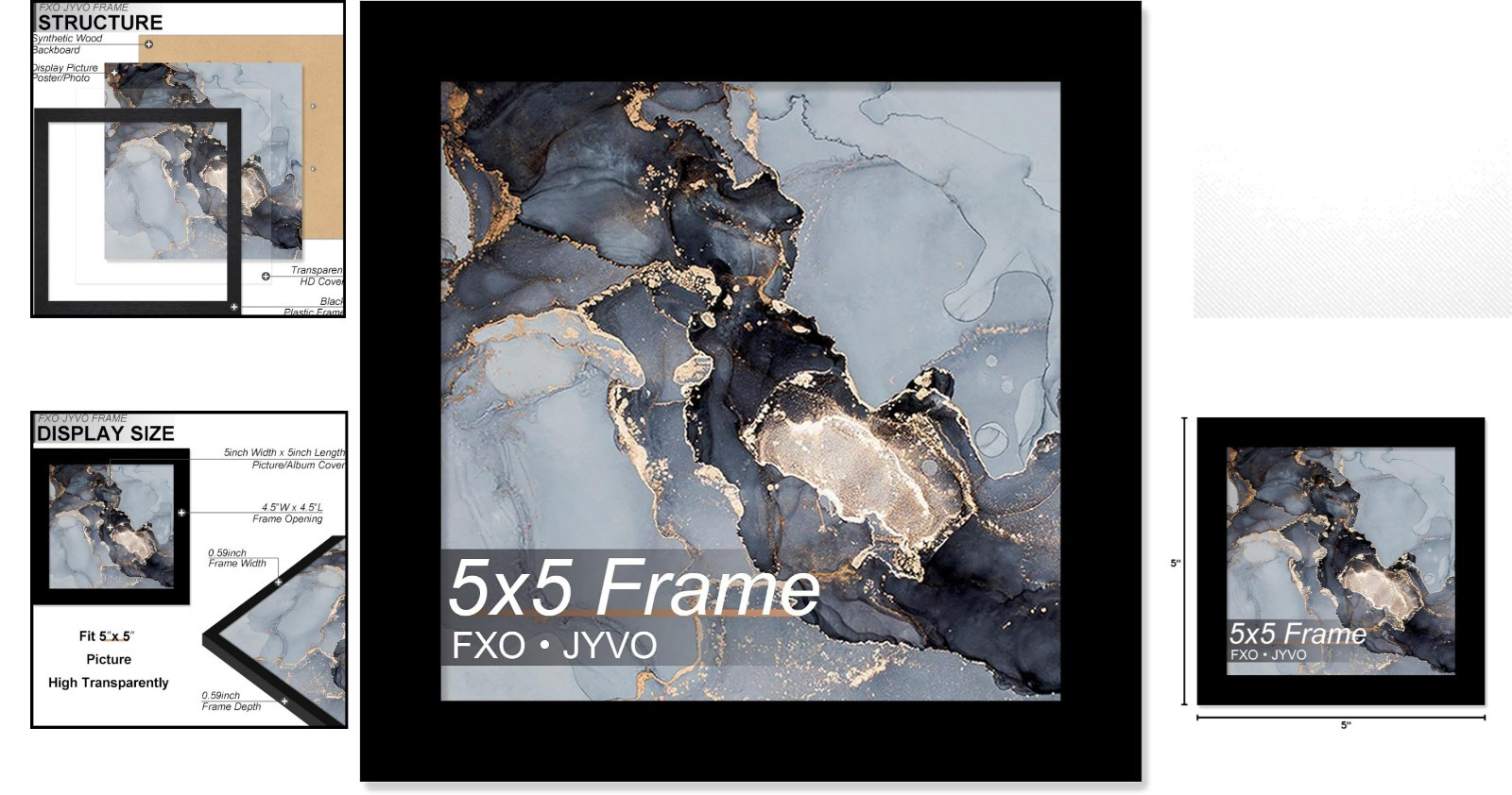 Lightweight 5×5 Modern Black Frame for Photos – Perfect Gift for Mothers Day