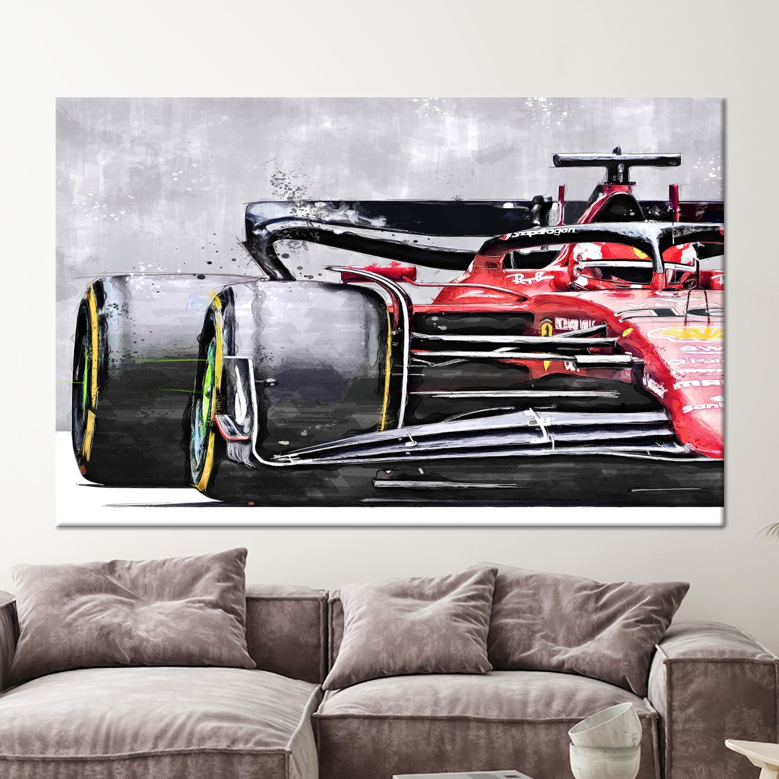 Formula 1 Wall Art, F1 Wall Decor, Racing Car Art, Red Wall Art, Man Cave Wall