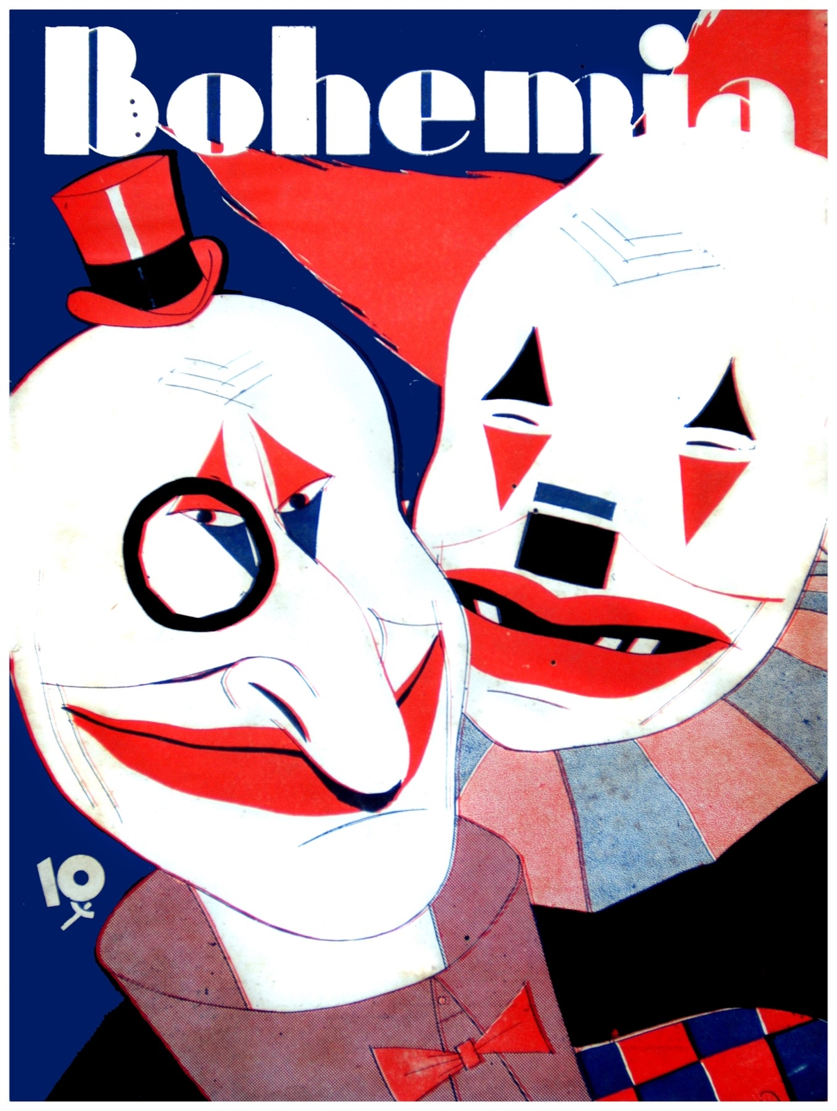 7818.Retro two clowns.one smiles.one frowns.POSTER.art wall decor