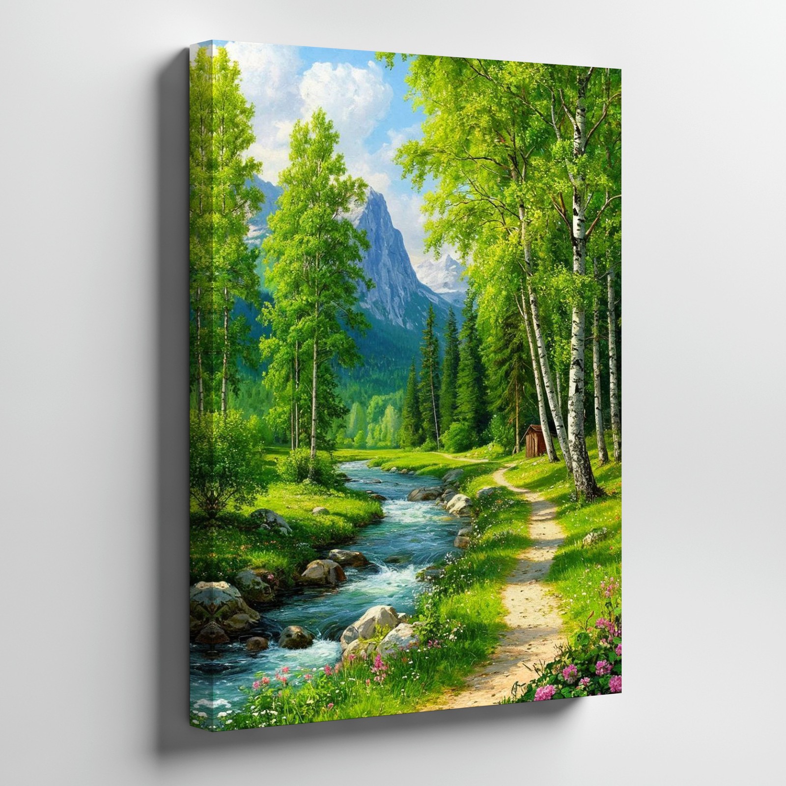 Mountain Stream Forest Canvas Wall Art Nature Landscape Scenic River Print Home