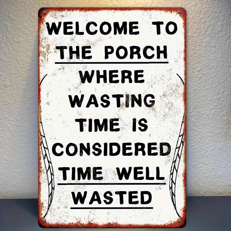Vintage Iron Porch Sign, 8×12&Prime; Metal Tin Wall Plaque – Rustic Home Decor