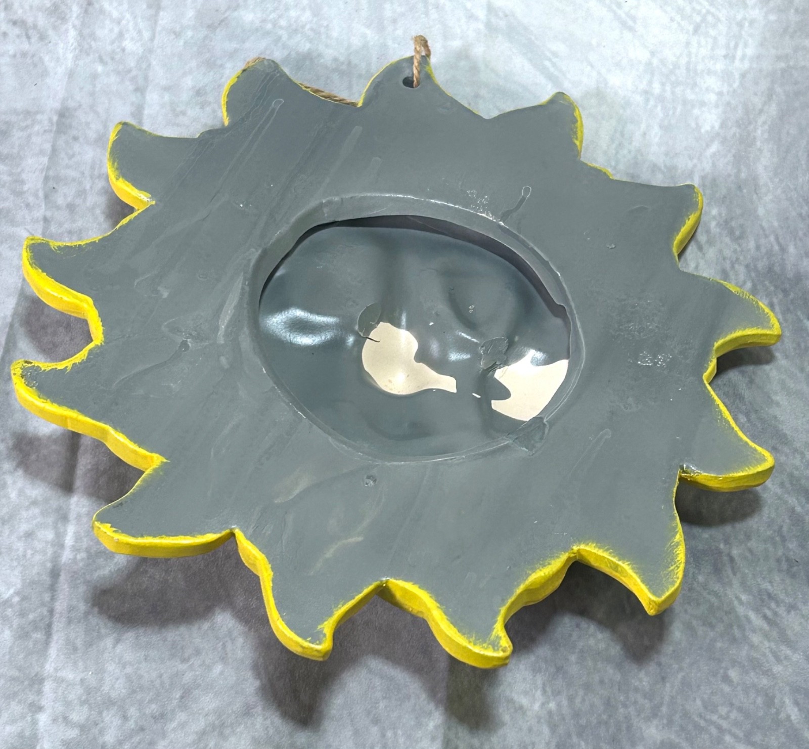 Vintage Ceramic Sun Face Wall Hanging Decor 9&Prime; Whimsical Celestial Yellow 80s 90