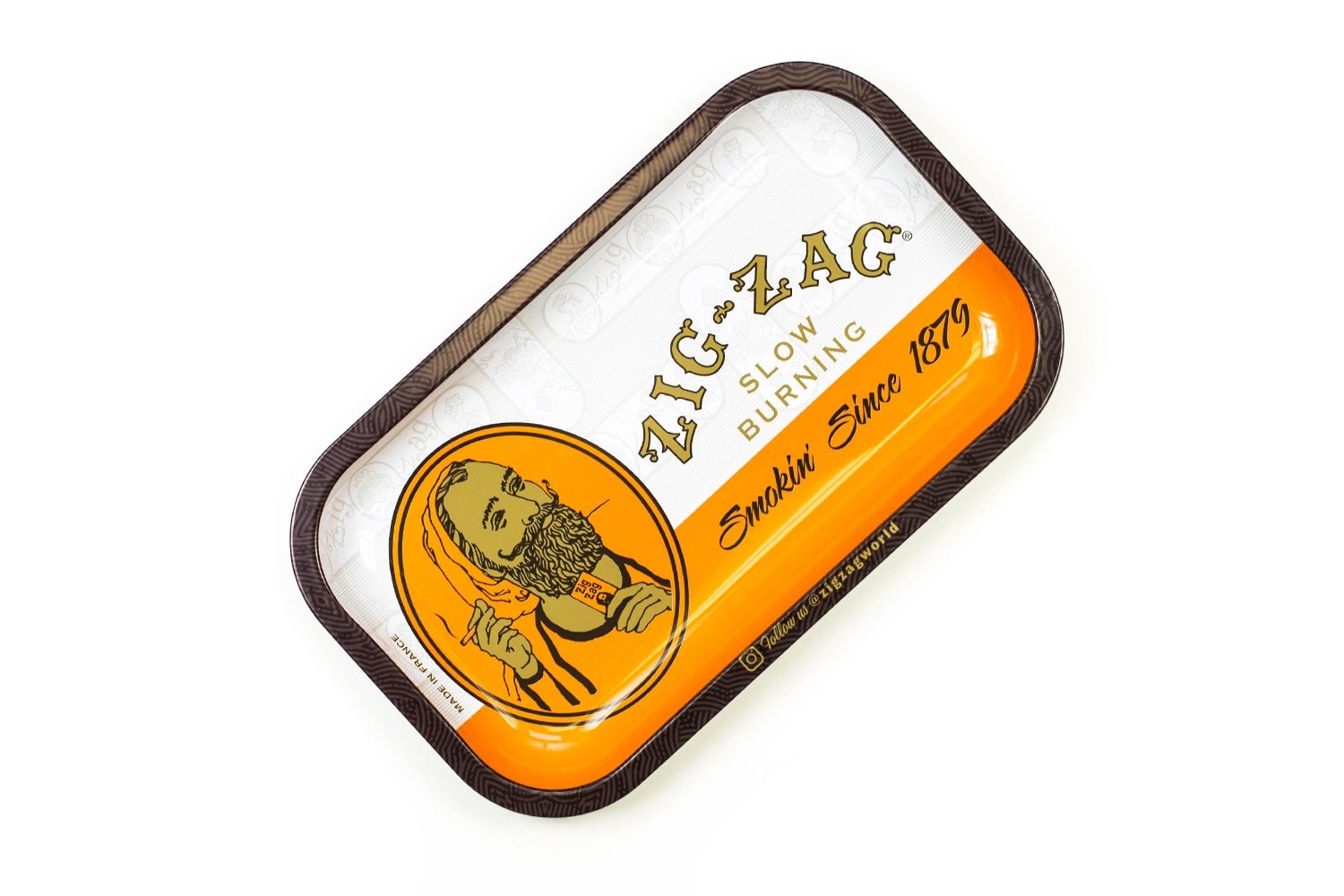 Metal Rolling Paper Tray Small 10.75&Prime; x 6.5&Prime; Classic Orange Elegant Design