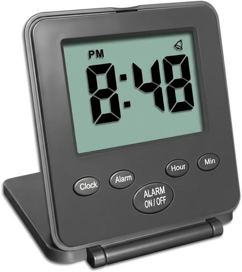 Digital Travel Alarm Clock Simple Basic Operation Loud Alarm Black