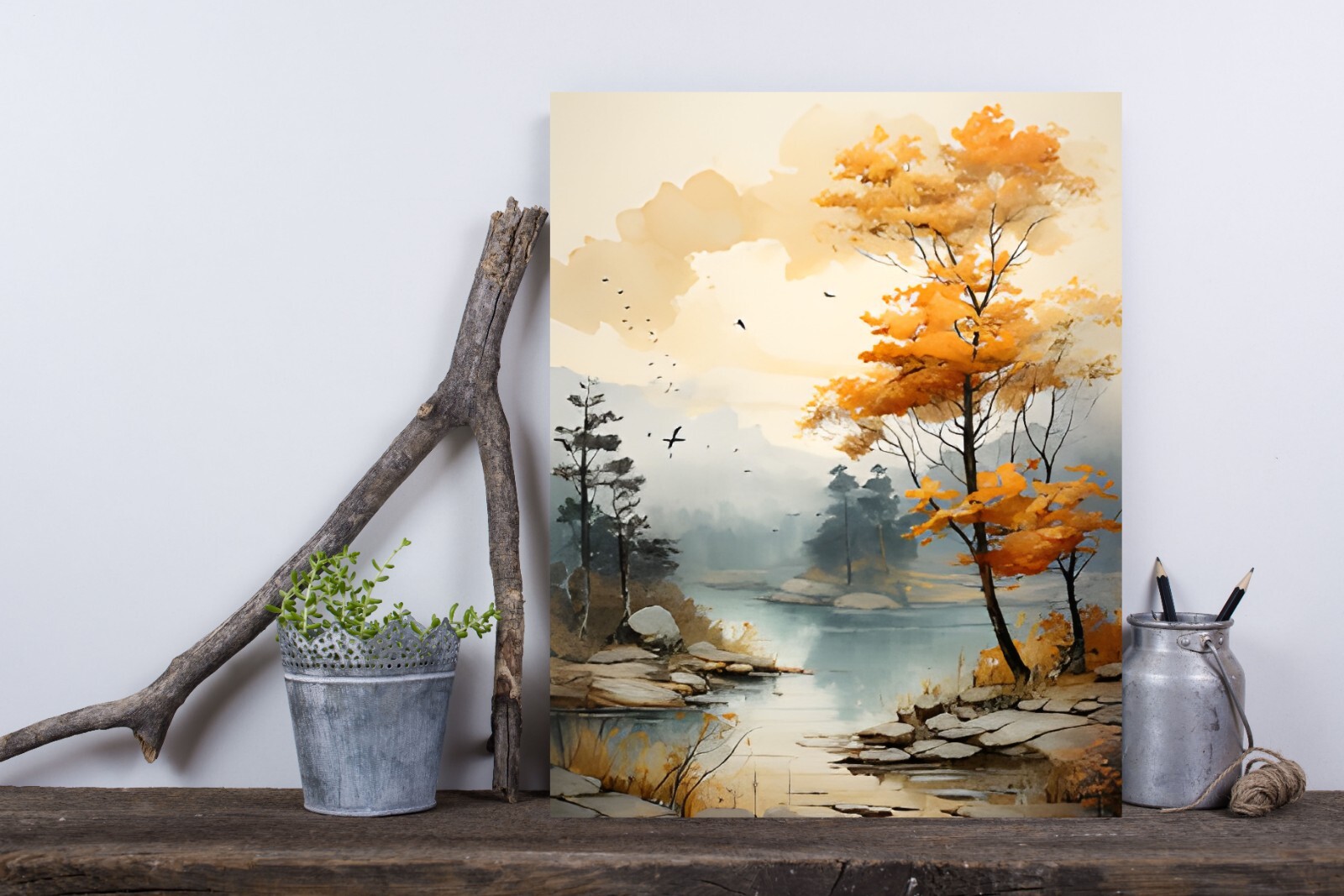 11×14 Fall River Landscape Canvas Print Wall Art
