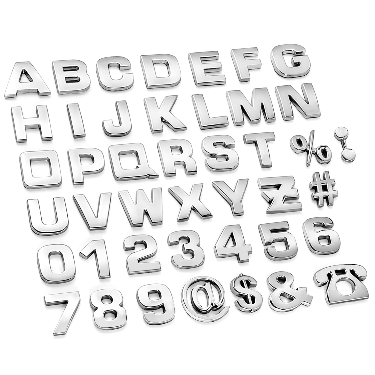 Lamoutor 43Pcs Car Emblem Letters Sticker DIY 3D Chrome Number Symbol Badge Deca