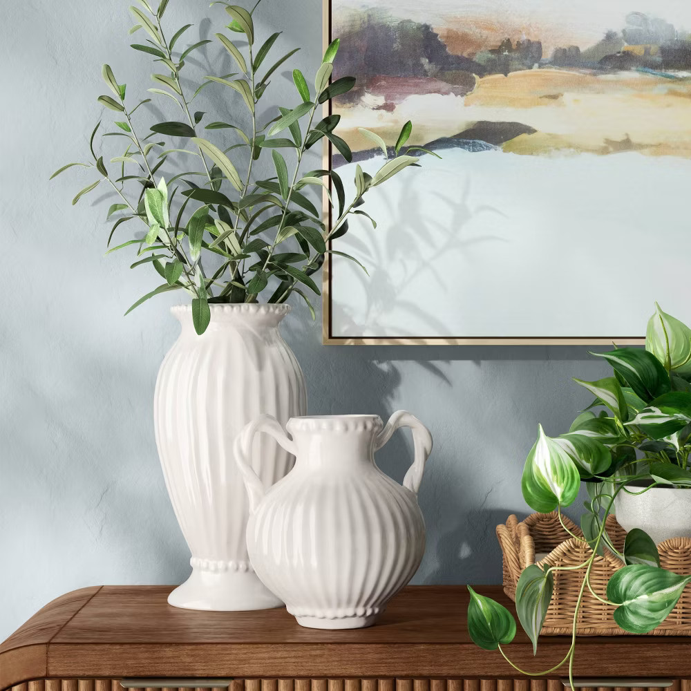 Tall Beaded Ceramic Vase Ivory – Threshold