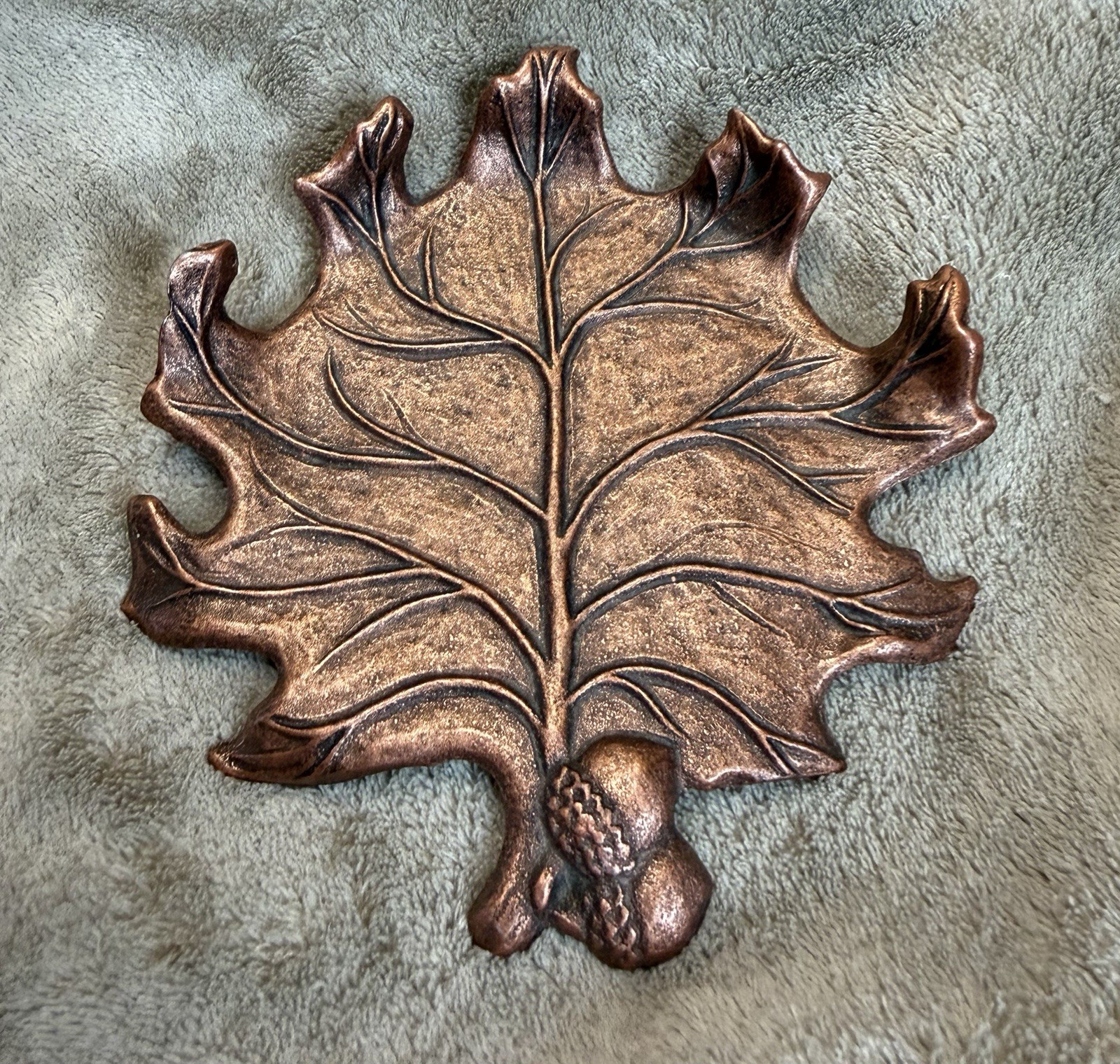 SPIRIT OF THE FOREST Copper Color Metal Leaf Tray Footed Decor Dish VINTAGE BOHO