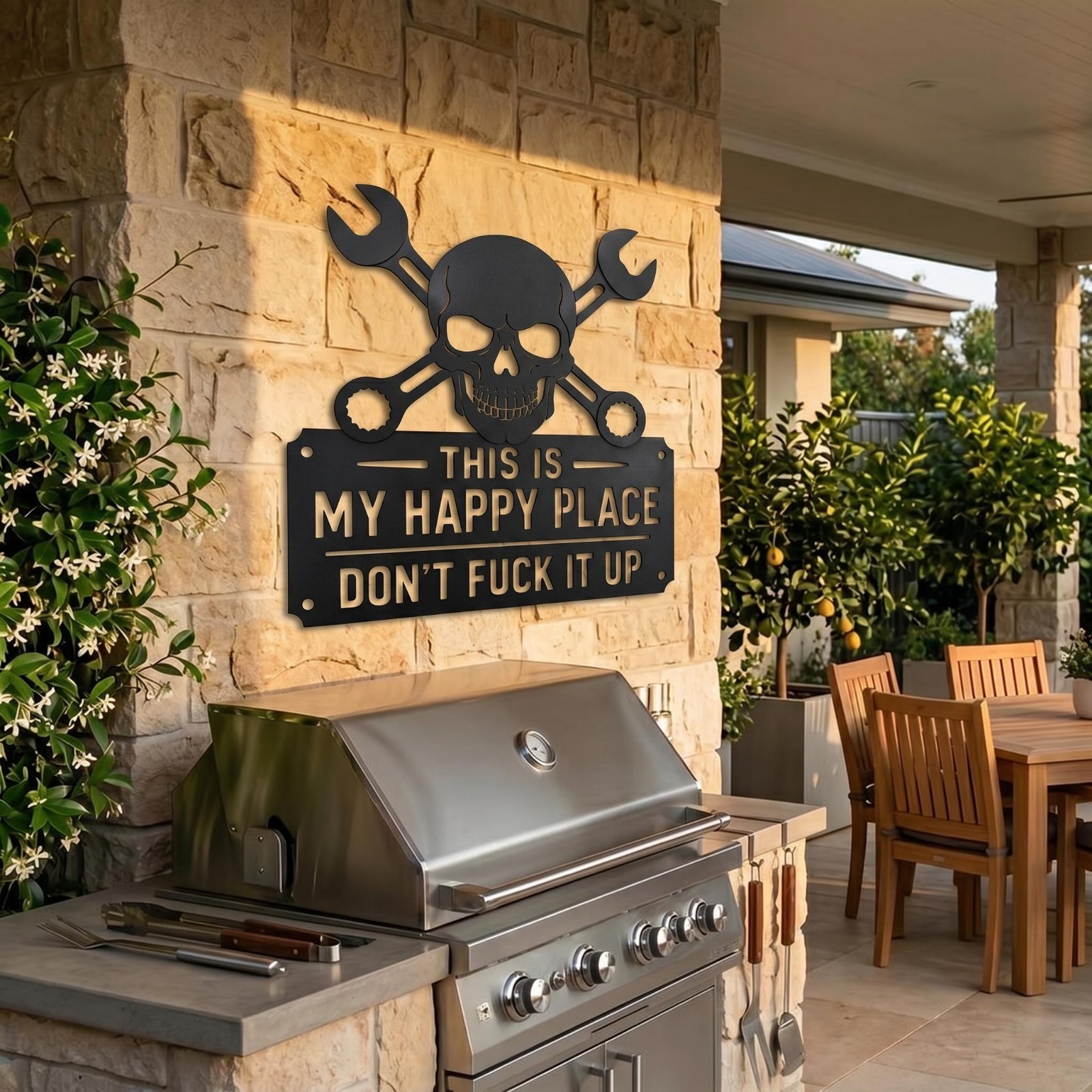 Funny “This Is My Happy Place Don’t Mess It Up” Metal Wall Art Sign
