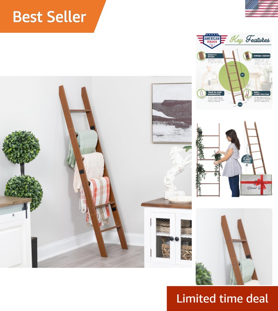 Versatile T-Shape Blanket Ladder for Compact Spaces – Easy Assembly Design