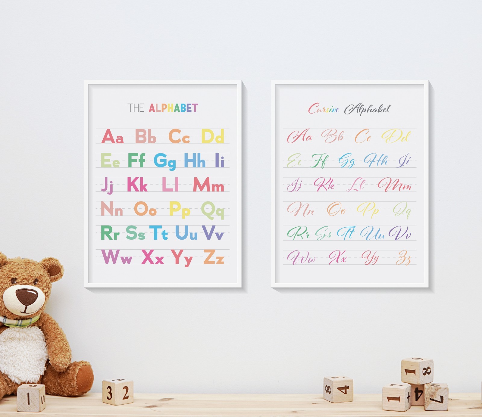 ALPHABET HANDWRITING and CURSIVE POSTERS 8.5&Prime;x11&Prime; Print on Cardstock NO FRAME