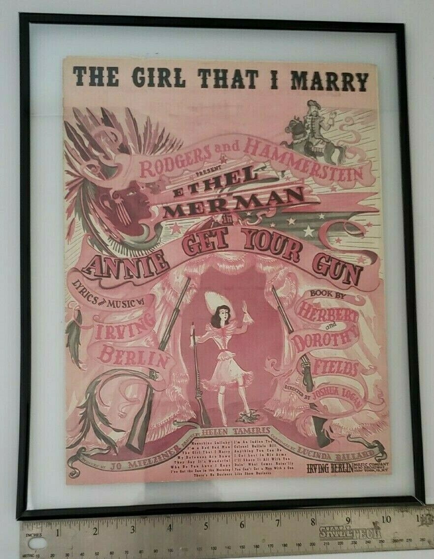 Annie Get Your Gun ETHEL MERMAN Rodgers Hammerstein Vintage Framed Sheet Music