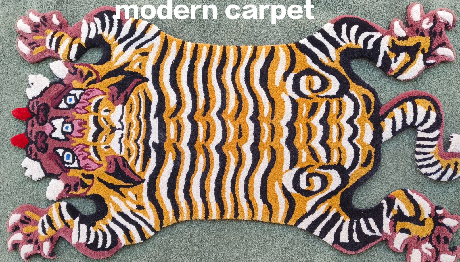 Tibetan Tiger Rugs 2×3 Feet Handmade 100% Woolen Hand Tufted For Home Decoration