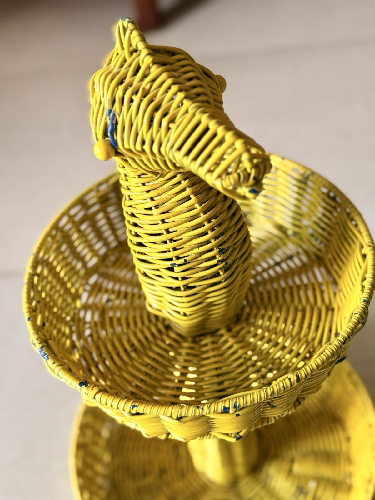 Ciroa Hello Summer Two Tier Resin Wicker Serving Stand Yellow Seahorse