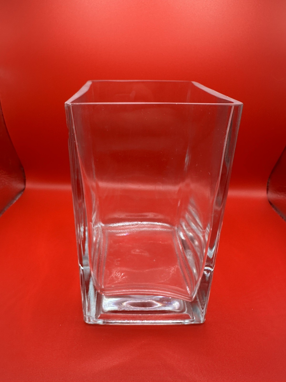 Rectangular Clear Glass Vase 5 3/4 Inches Tall
