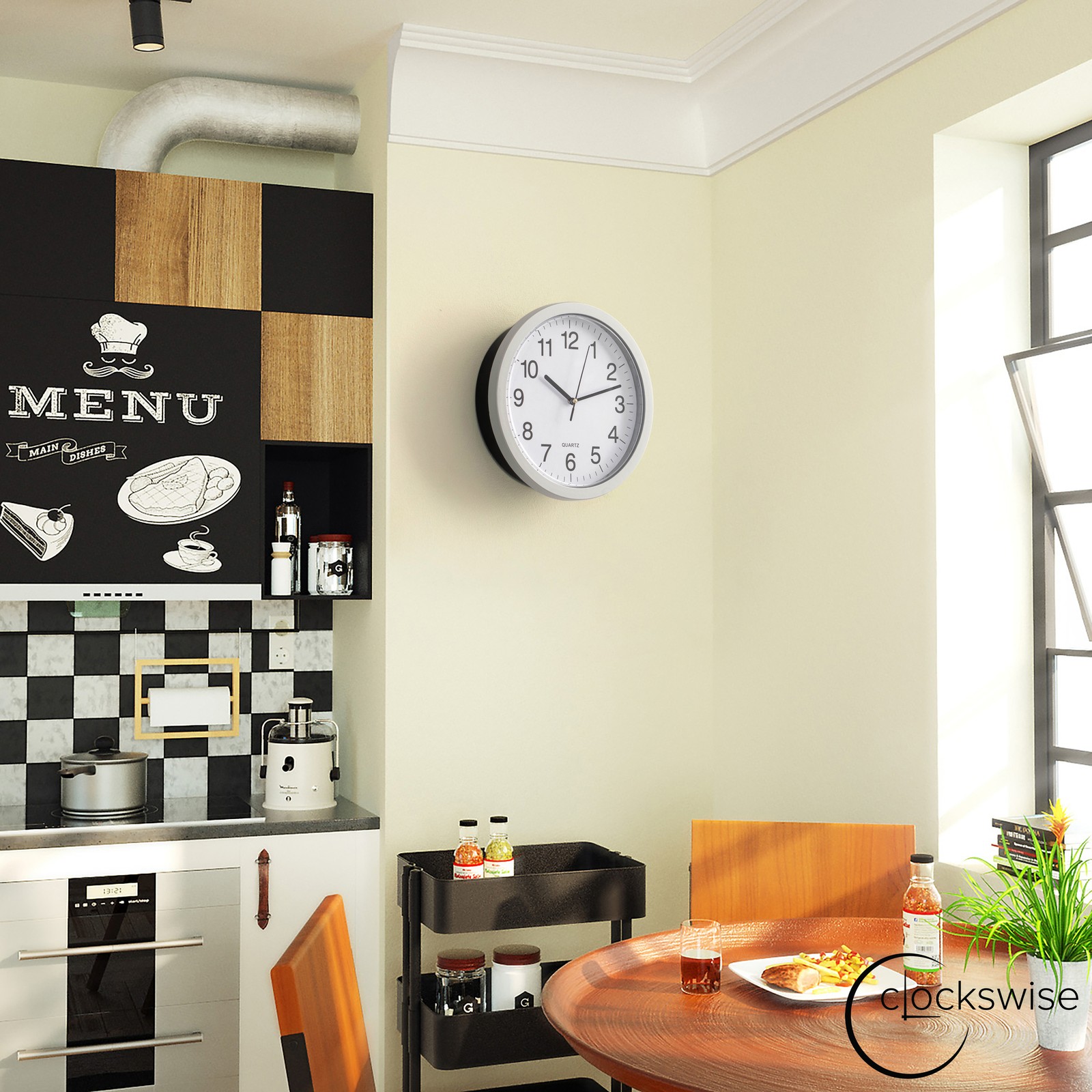 Black Wall Mounted Plastic Clock with Hidden Storage Door – Interior Compartment