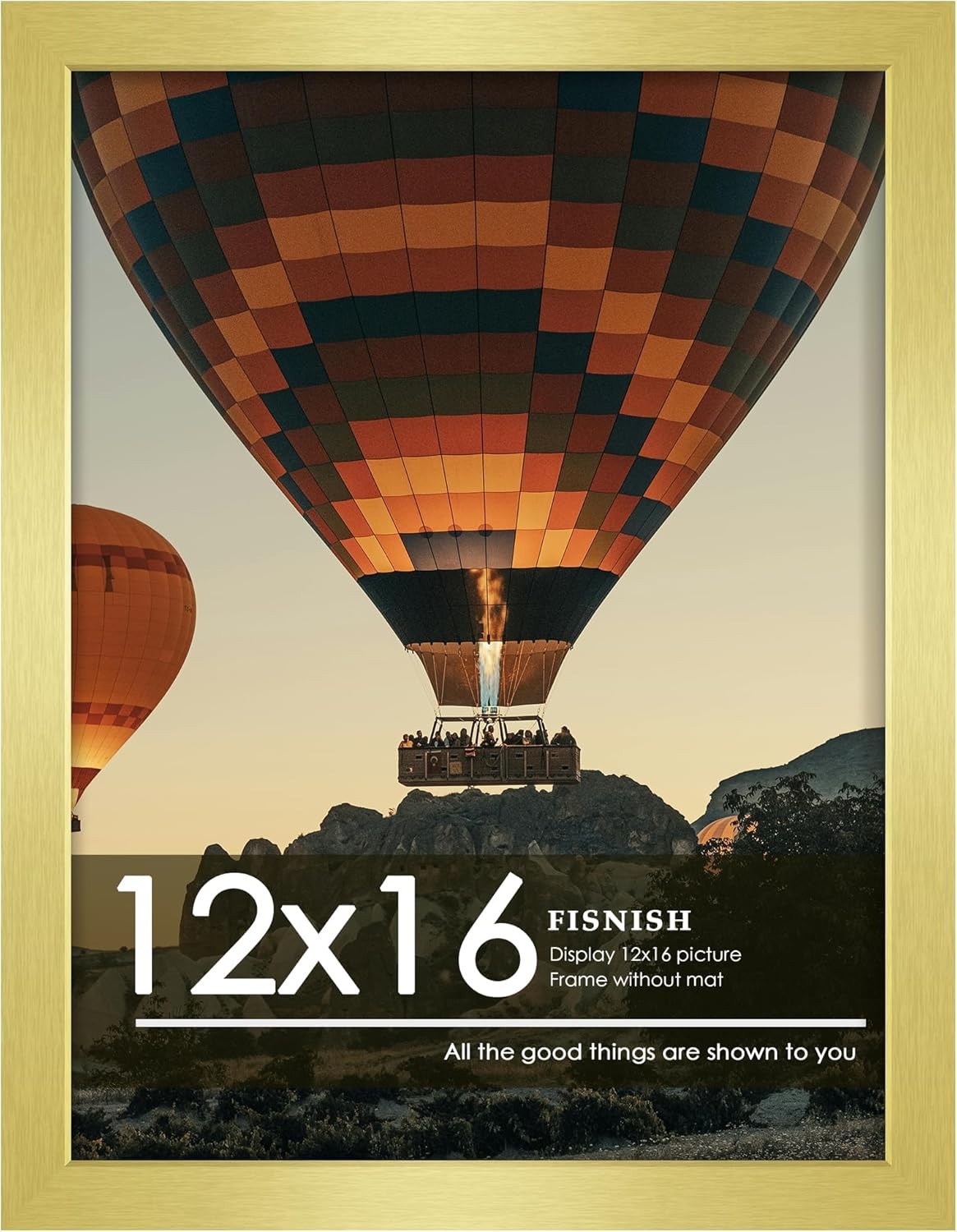 12X16 Picture Frame Gold Classic Frame for Horizontal or Vertical Wall Mounting