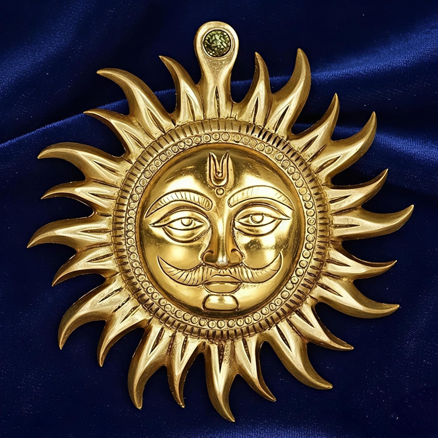 Pure Copper Small Idol of Sun Face Wall Hanging Vastu Positivity Home Office 6&Prime;