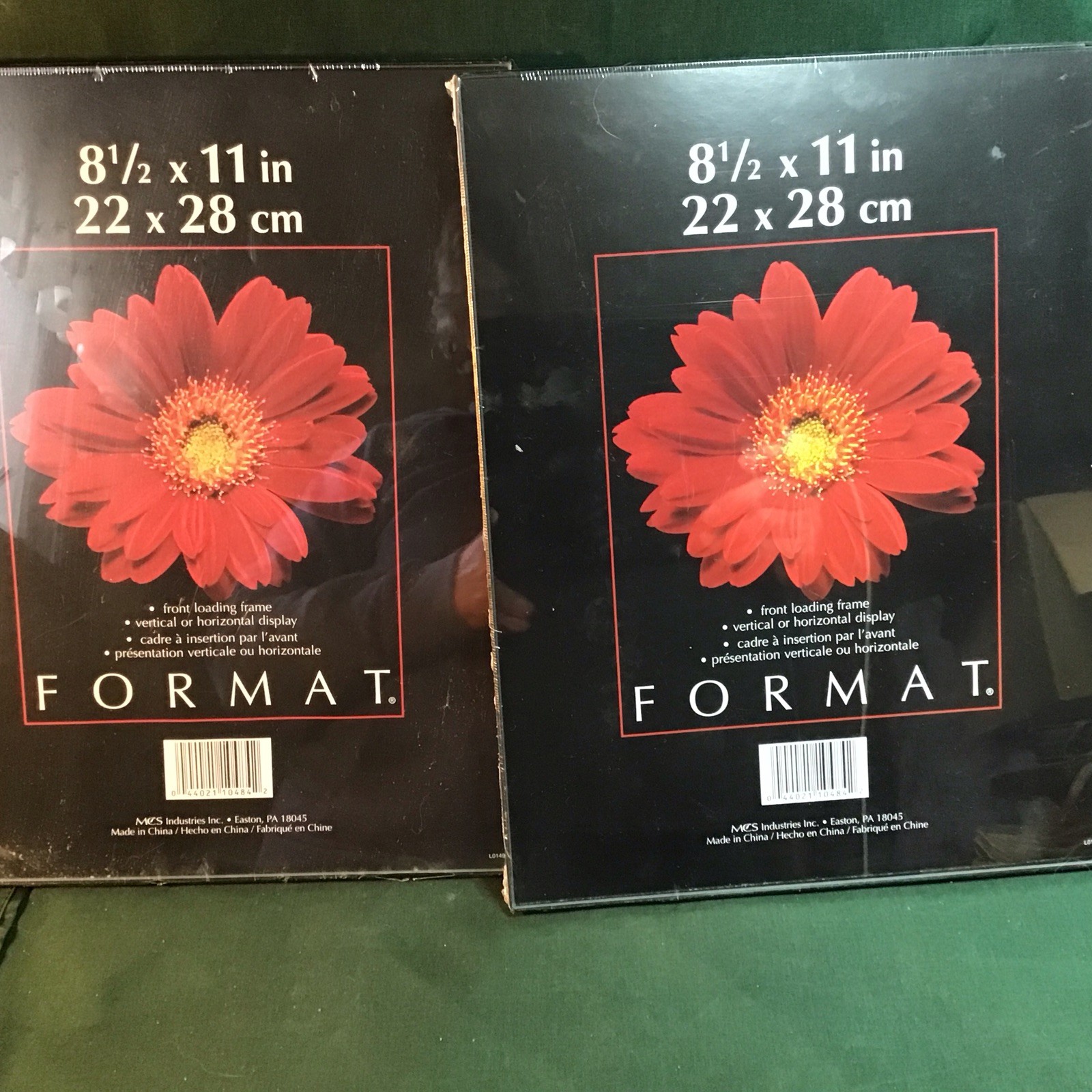 2 Format 8 1/2 X 11 Inch Front Loading Frame. Vertical Or Horizontal Display.