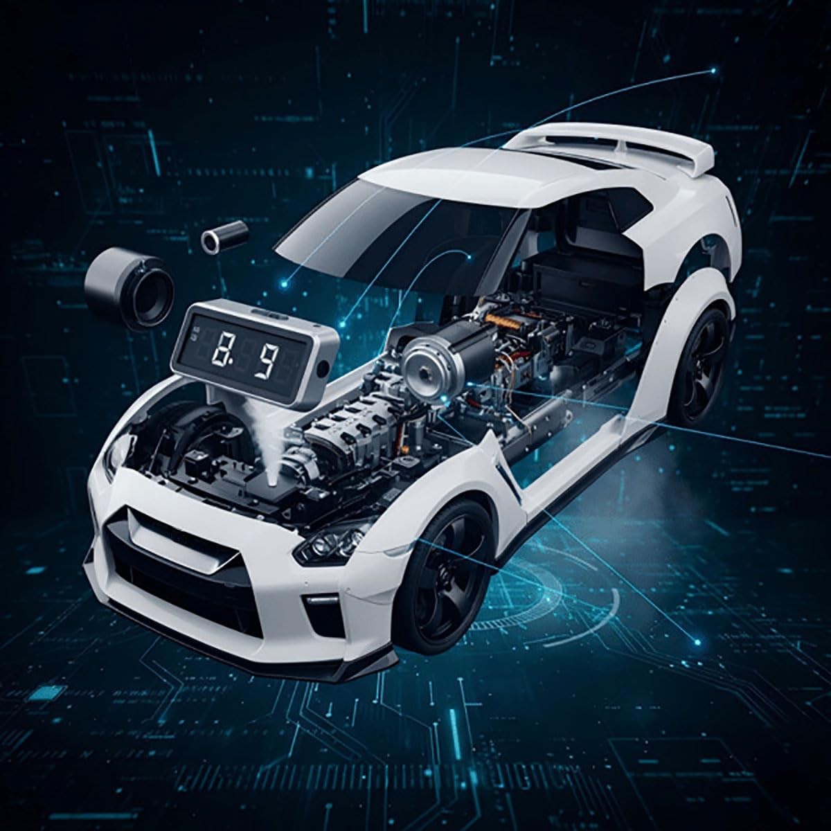 Sports Car Model with A Digital Clock, Metal Car with Opening Doors, Car Mode…