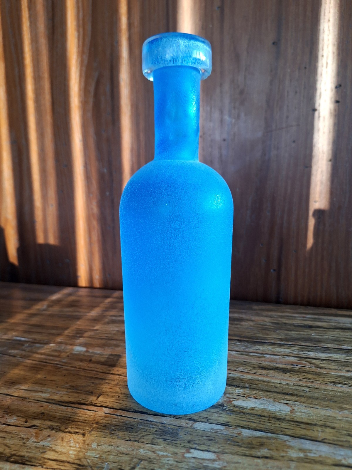 West Elm Waterscape Sea Glass Bottle Vase Frosted Turquoise Blue Heavy 15&Prime; Tall