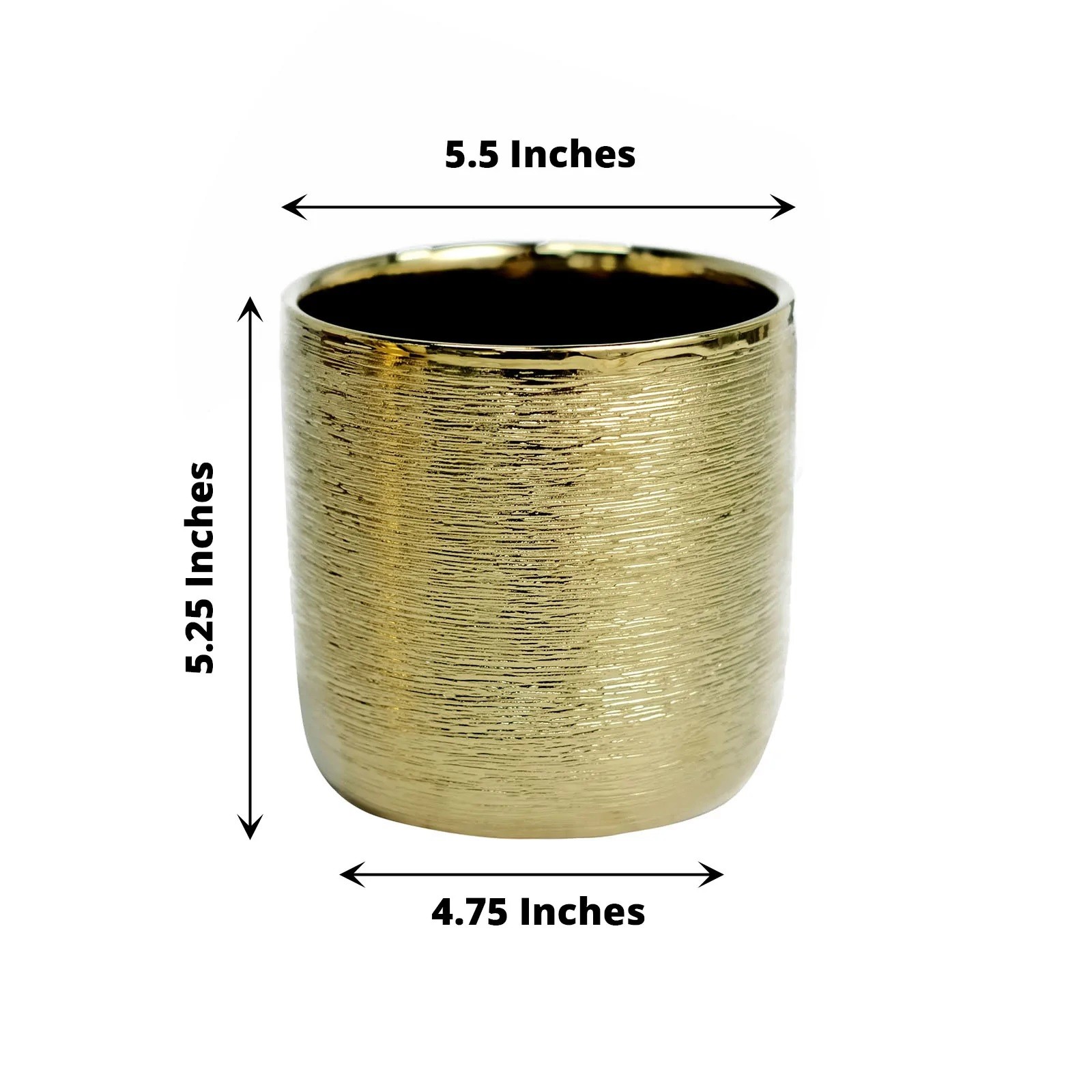 GOLD 2 Round 5&Prime; Metallic Ceramic FLOWER POTS Succulent Planters Party Events