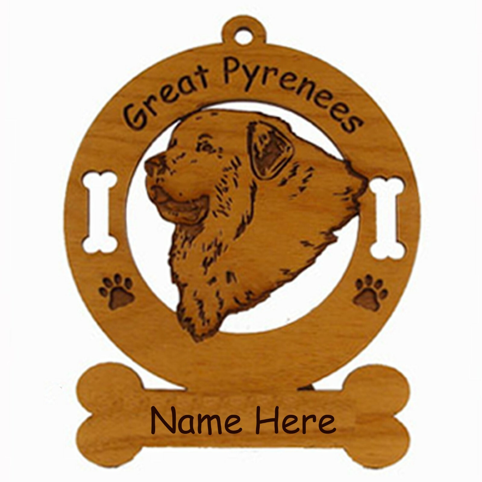 Great Pyrenees Head Dog Ornament Personalized With Your Dogs Name 3301