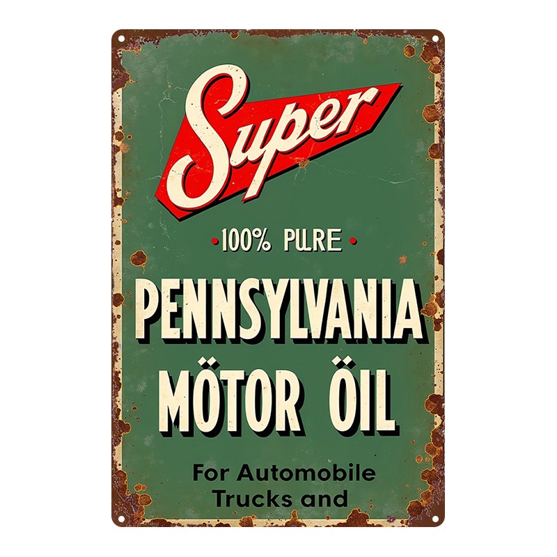 Metal Sign Retro Pennsylvania Motor Oil 8X12 Inches
