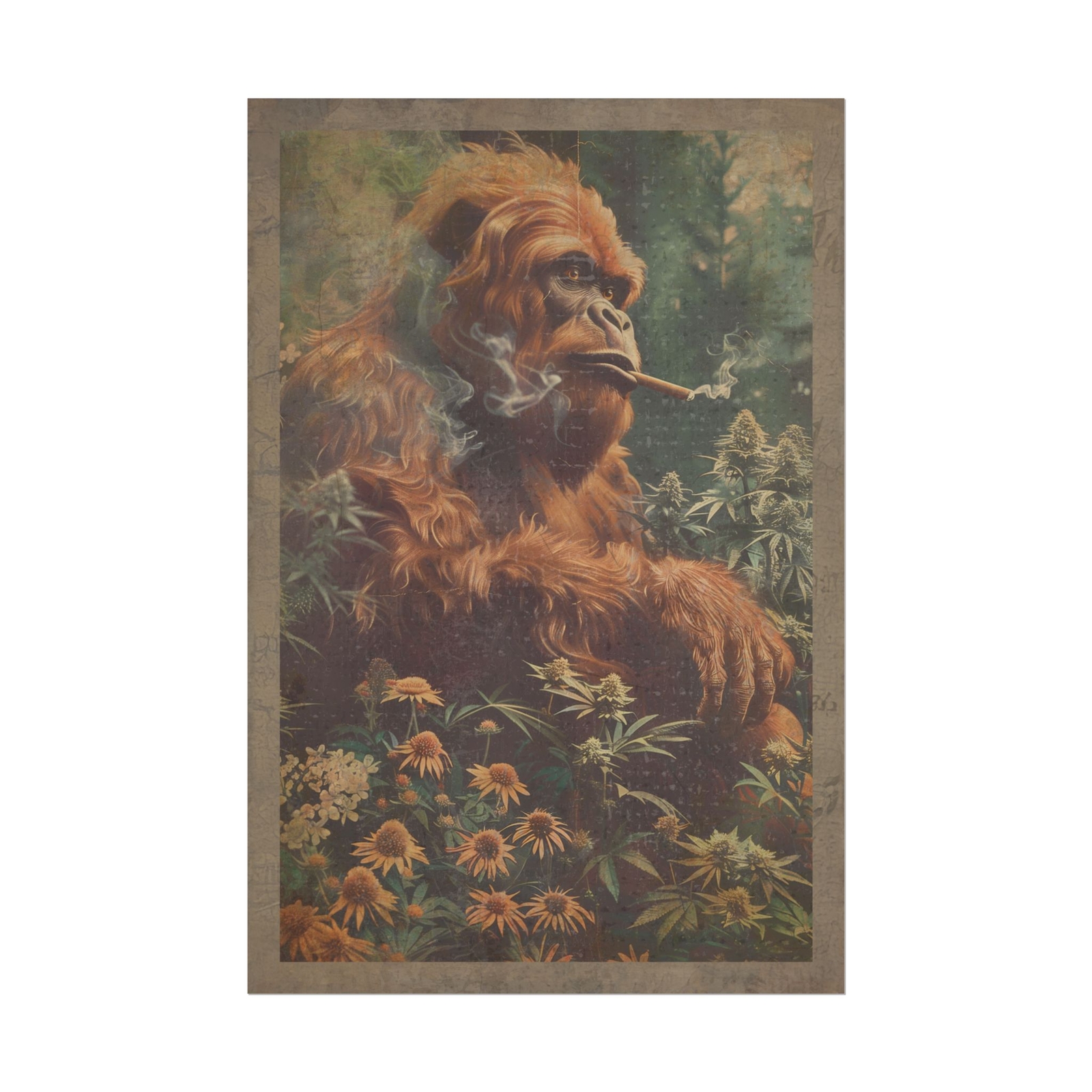 SASQUATCH CANNABIS SMOKE Wall Art, Bigfoot 420 Pothead Poster, Yeti Weed Decor