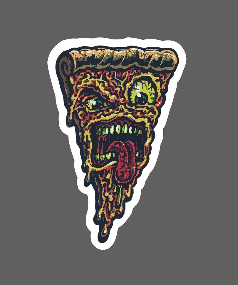 Pizza Slice Sticker Angry Face Waterproof – Buy Any 4 For $1.75 Each Storewide!