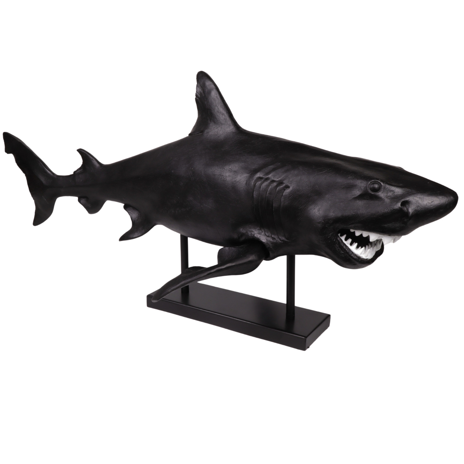 Resin Shark Sculpture Figurine On Stand For Coastal Beach Ocean Home Decor