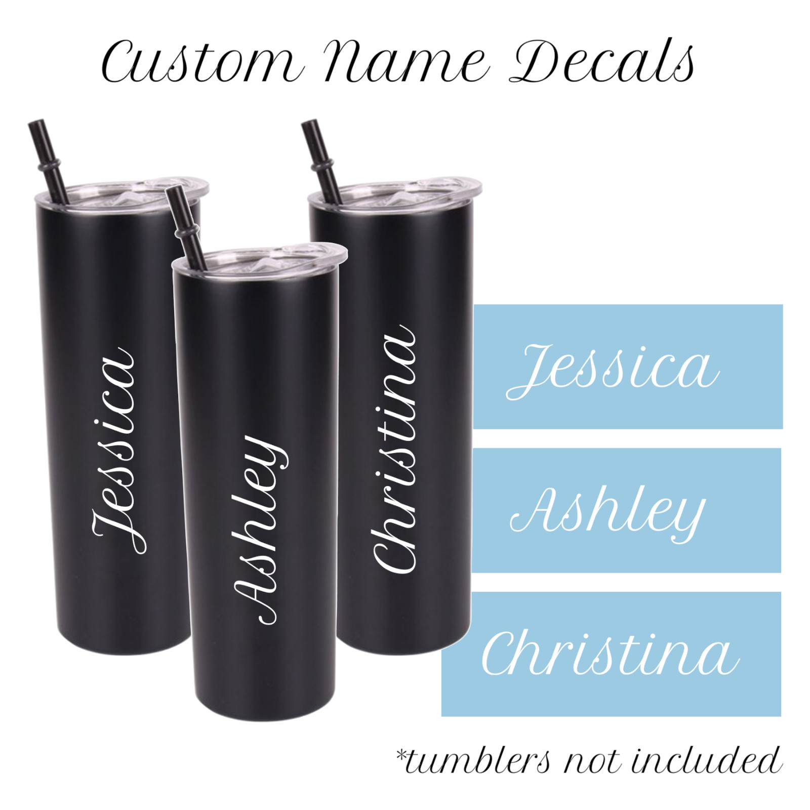 Personalized Text Permanent Vinyl Letter Sticker Decal for Custom Cups