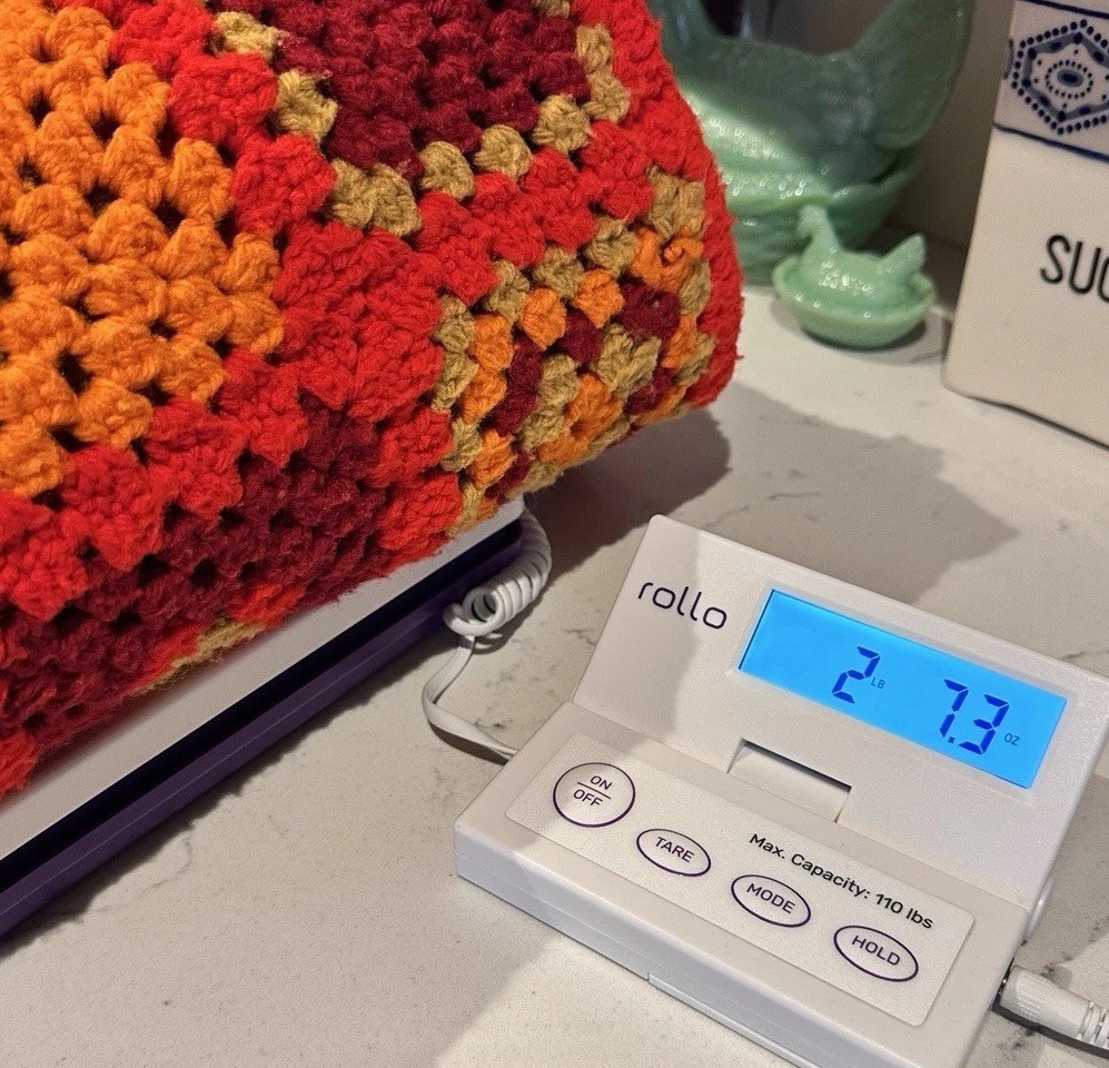 Vintage Hand Crocheted Granny Square Afghan Blanket Red & Orange 43” X 48”