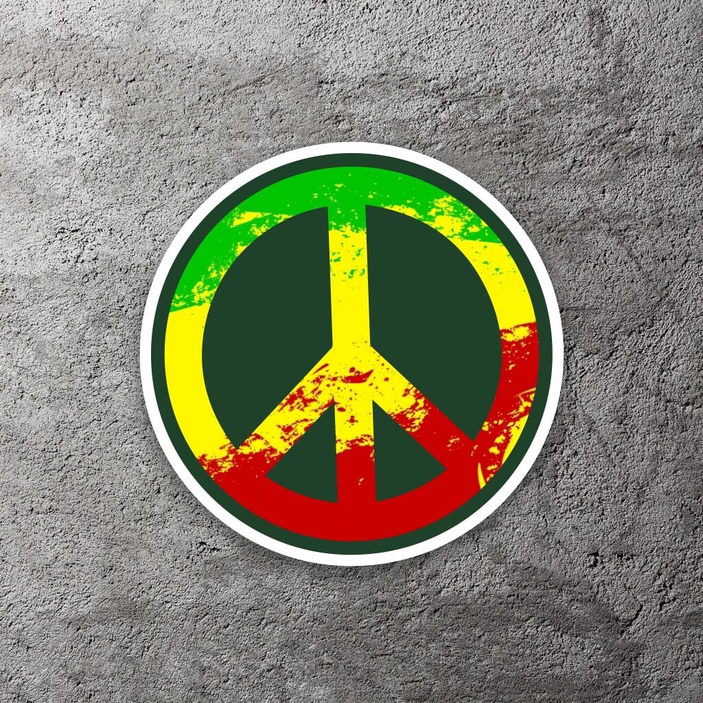 Reggae Peace Sign Vinyl Sticker 3.5&Prime; Wide – Includes Two Stickers