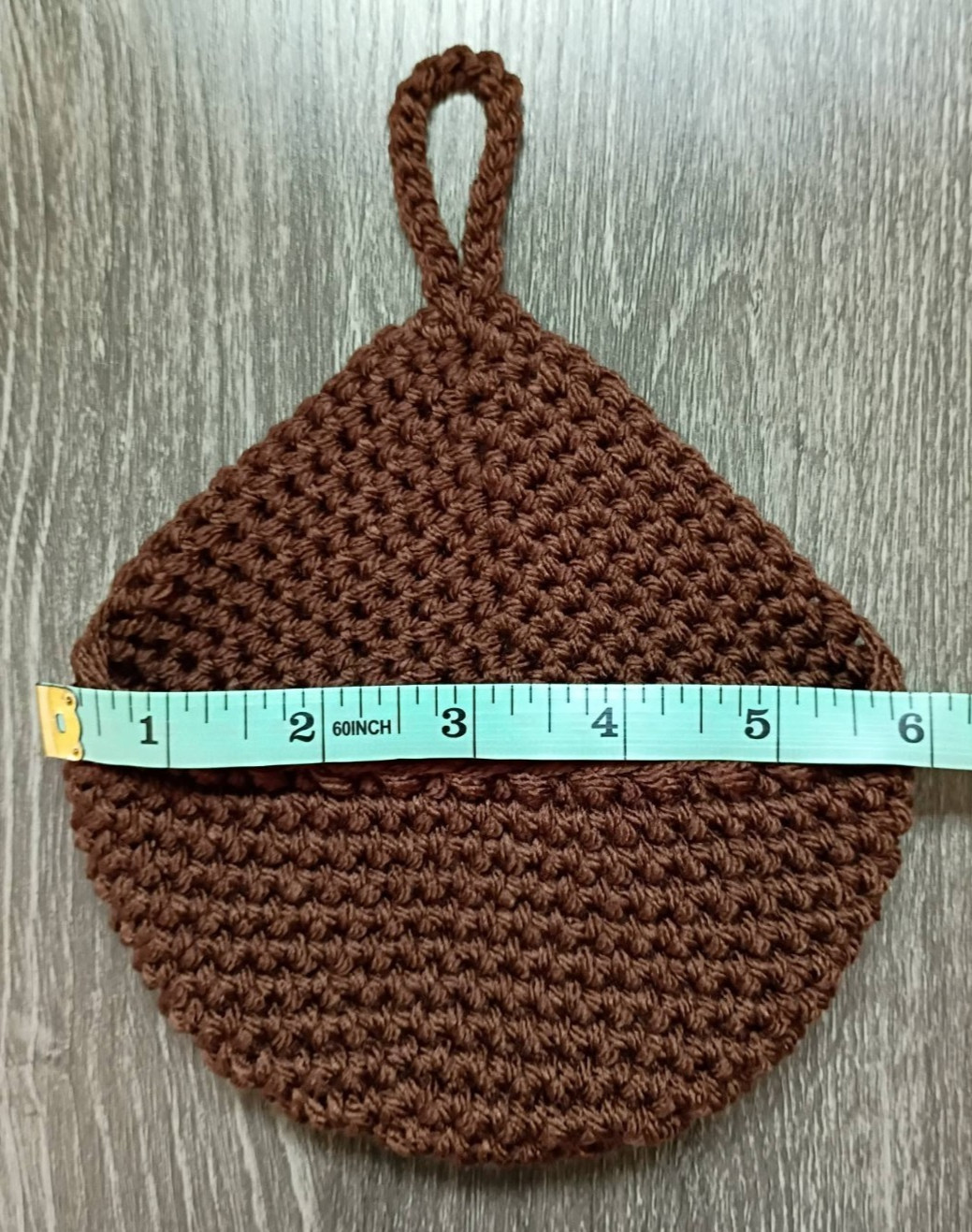 Crochet Handmade Set of 2 Small Hanging Wall Baskets Color Brown