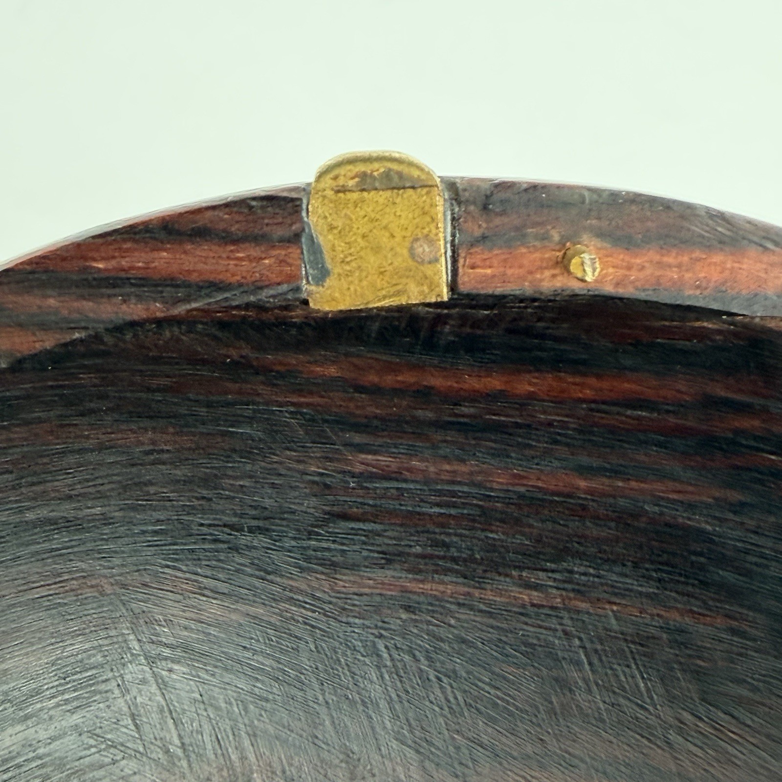 Mid Century Modern Rosewood Brass Inlay Clam Shell Trinket Box Paul Evans Style