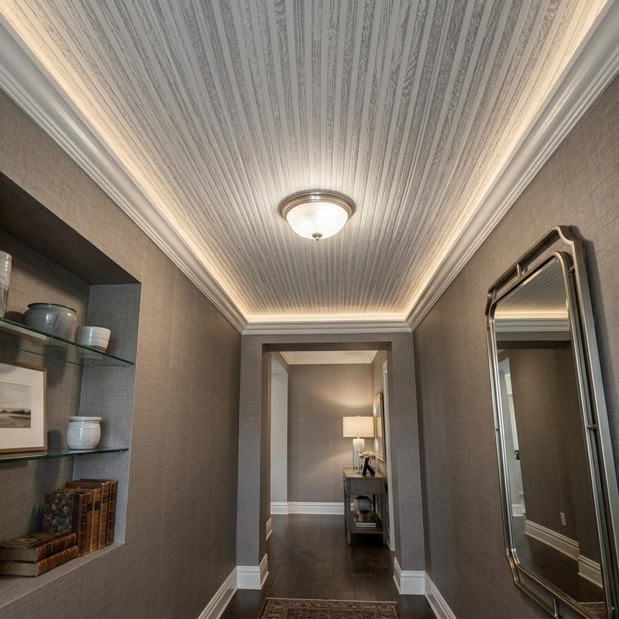 DIY Glue-Up Foam Ceiling & Wall Panels 39.3×19.5 White Silver, 24 Pack