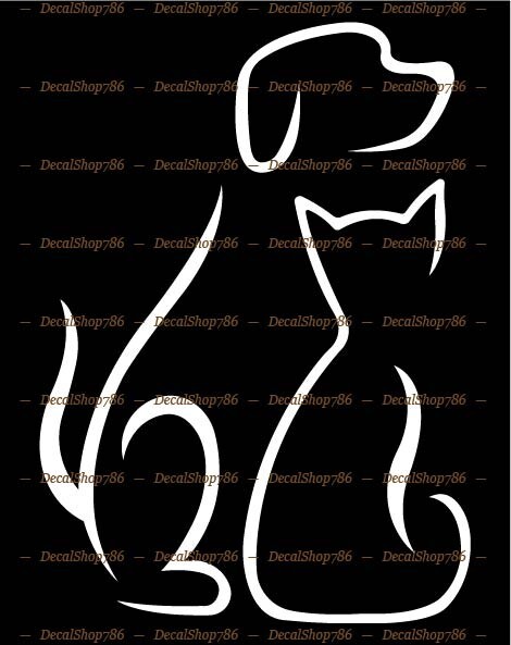 Dog & Cat Line Art Silhouette-Cars /SUV/Truck Vinyl Die-Cut Peel N&rsquo; Stick Decal