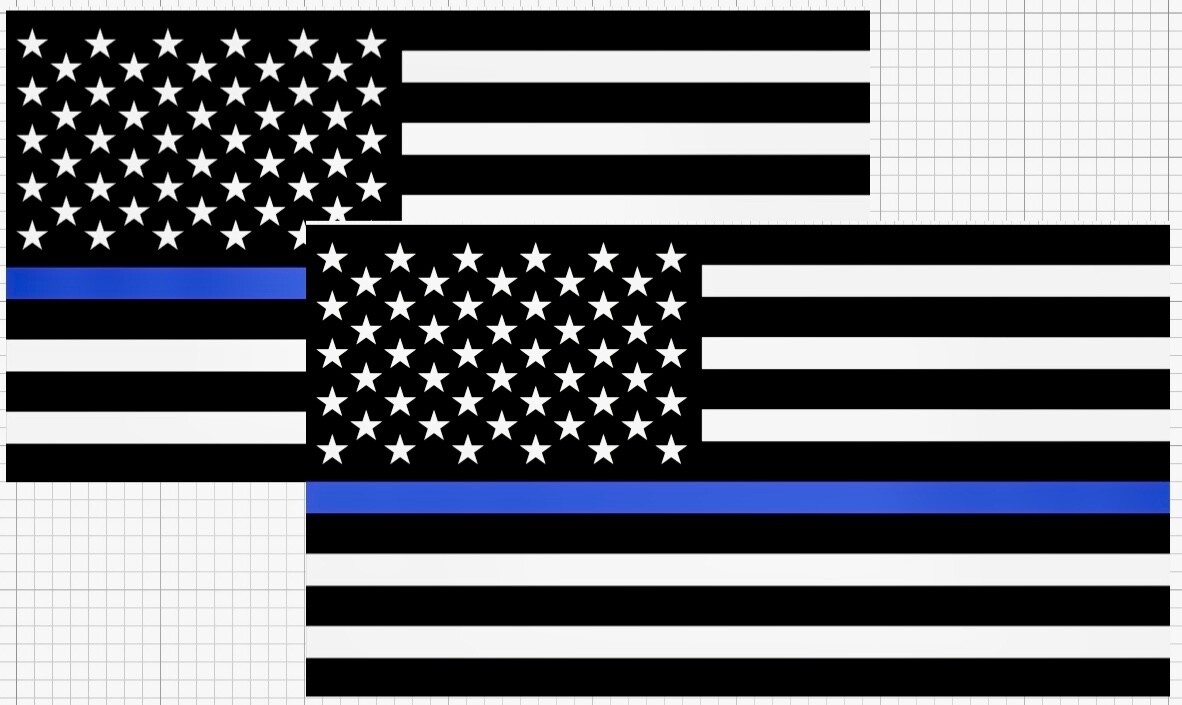 THIN BLUE. FLAG STICKER, 2 flag pack, various sizes, USA