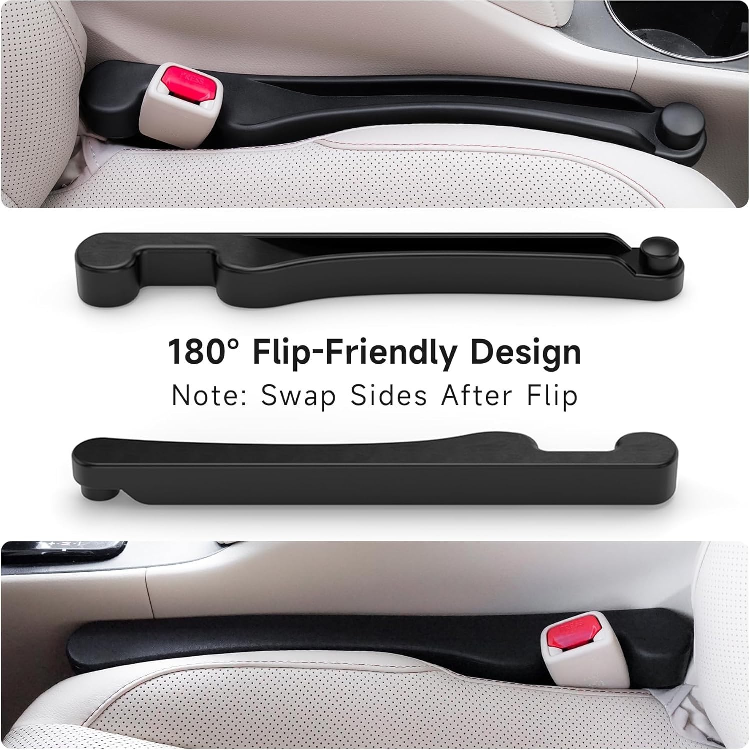 Set of 2, Soft Foam Multifunctional Seat Side Gap Filler with Organizer & Hoo…