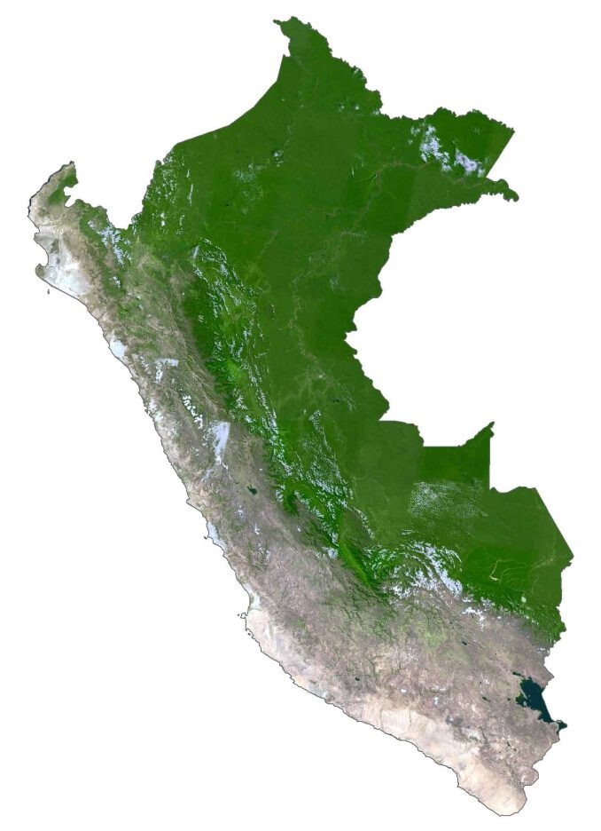Peru Satellite Map GLOSSY POSTER PICTURE PHOTO PRINT BANNER 13740