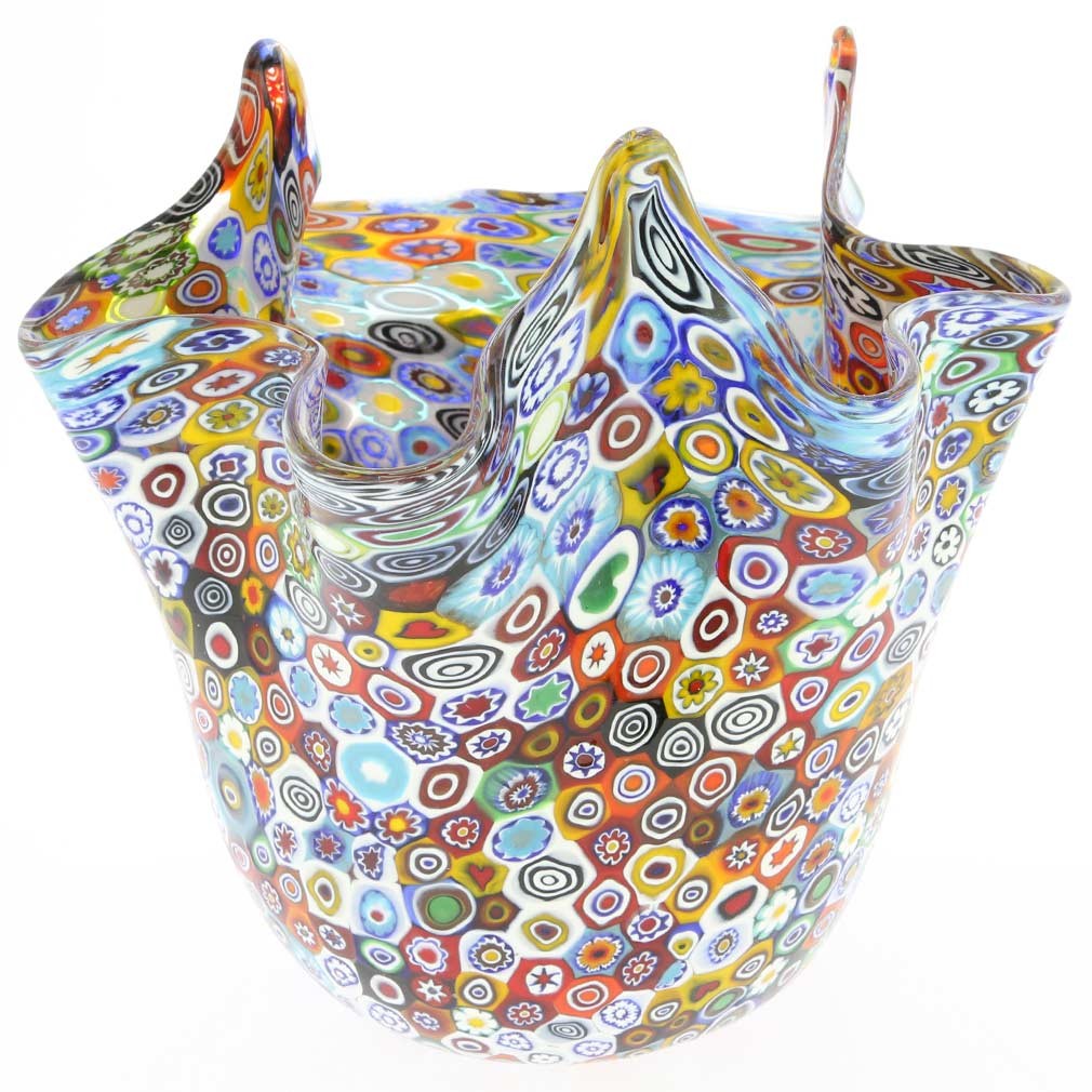 GlassOfVenice Murano Glass Millefiori Fazzoletto Bowl – Multicolor