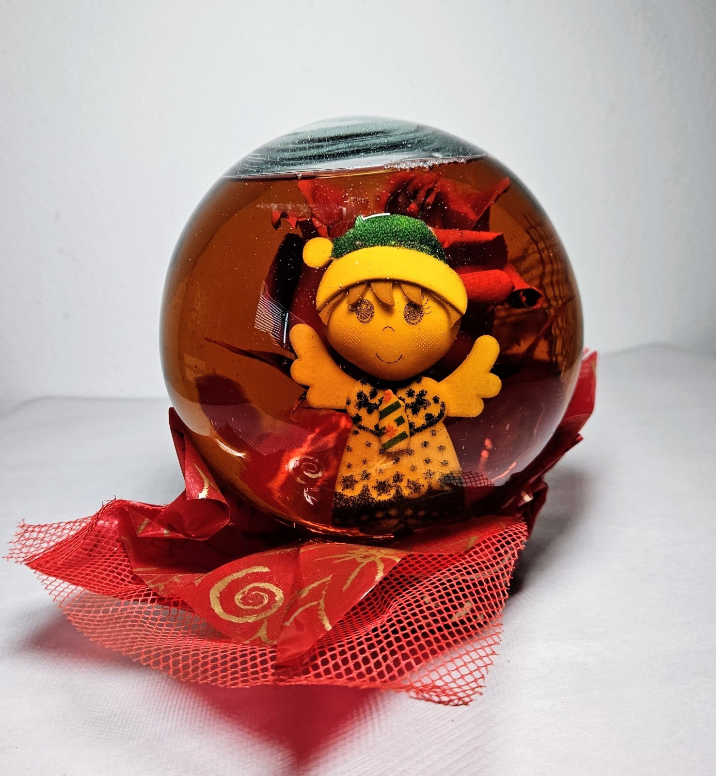 Forever Red Rose Preserved in a Glass Water Dome/Globe W/ Doll Inside 6.5&Prime;x5.5&Prime;