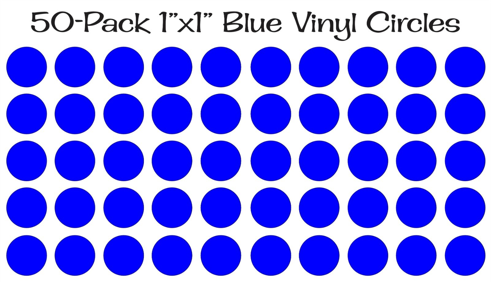 50 pack – 1&Prime;x1&Prime; Round Blue Vinyl Stickers / Decals Circles Polka Dots Die Cut