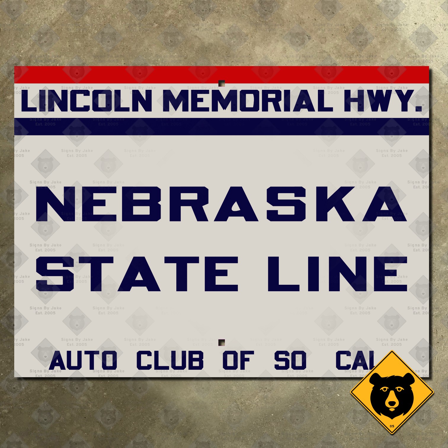 Lincoln Memorial Highway Nebraska state line road sign Colorado Loop 20×15