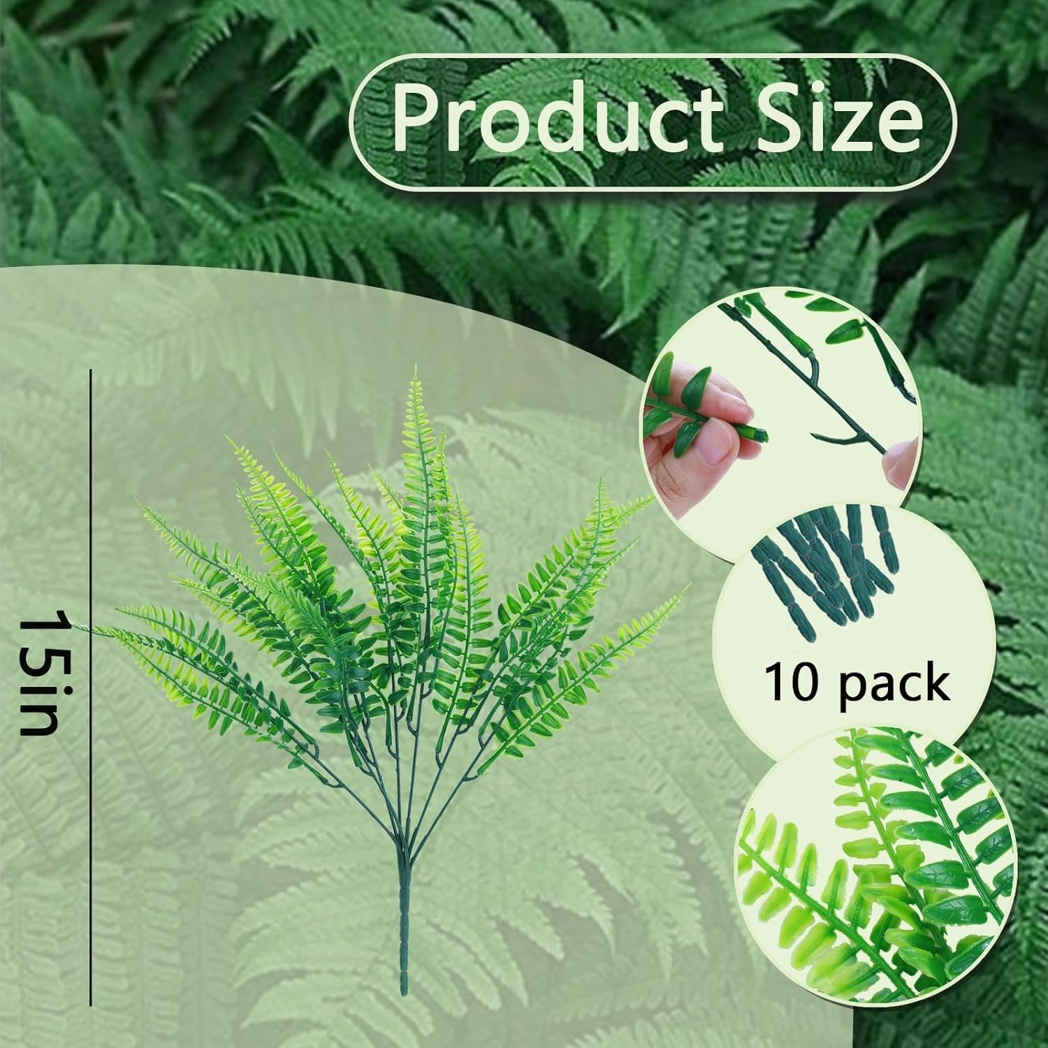 Easy-Care 10-Pack Artificial Ferns: Perfect for -Round Indoor/Outdoor Use