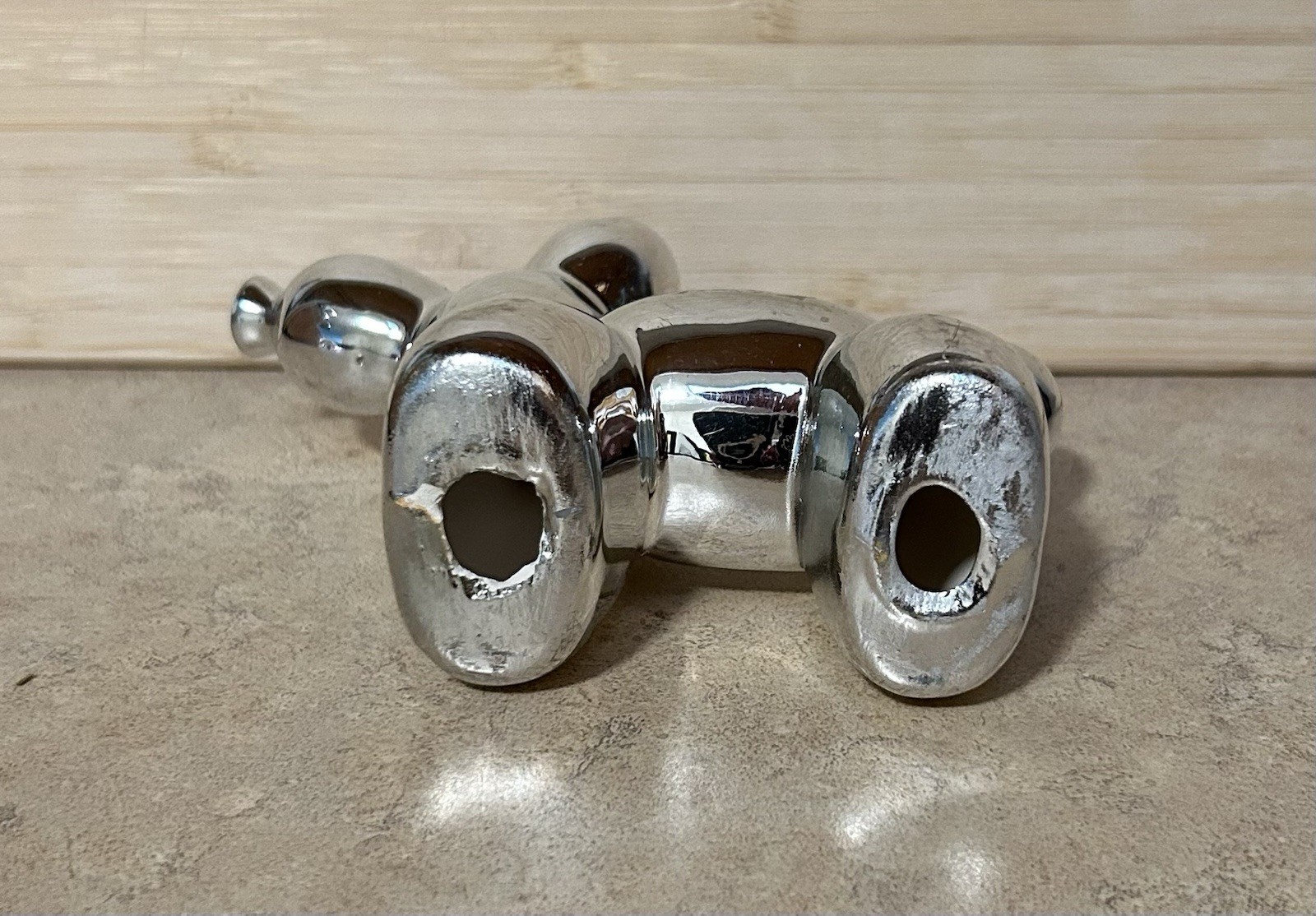 Balloon Dog 🐕 Sculpture Figurine Resin Silver Tone Finish 3.5” X 5”